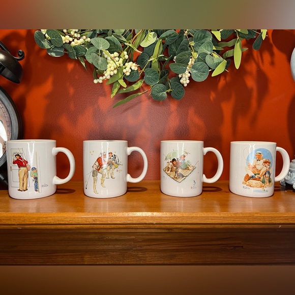 Set of 4 Vintage Norman Rockwell Collectors Mugs 1987 Museum Collections, Inc. - Picture 2 of 15
